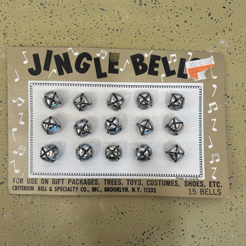 Vintage 1960's Criterion Bell Specialty Co New York Jingle Bells on Card USA 15